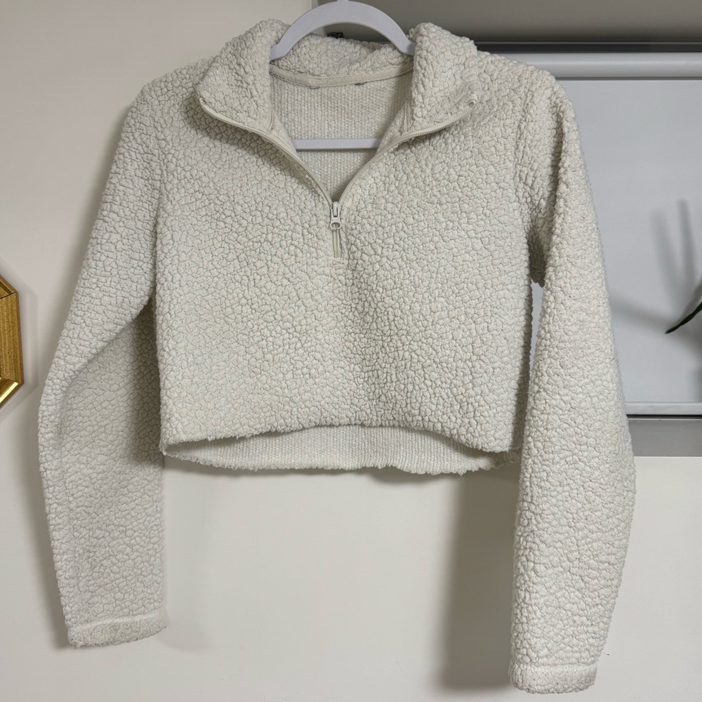 Cropped fleece sweater